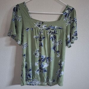 Lucky Brand Green Floral Blouse